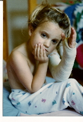 Christina went off to kindergarten, got chicken pox and broke her arm. c 1989 B.F. Newhall