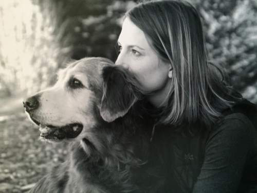 Julie Barton, author of 'Dog Medicine,' with her soul mate dog Bunker, 2007. Photo by Heather Knape, heather Knape.com.