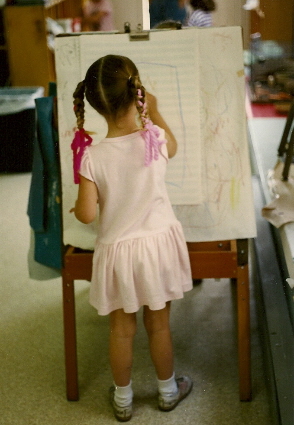 feminine feminist oxymoron Christina at age 5: Her palette preference was a feminine pink Photo by Barbara Newhall
