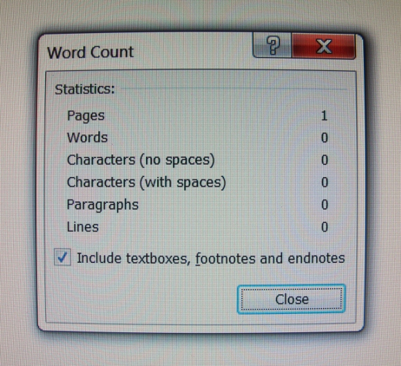 The word count is zero on the writer's computer page. Photo by BF Newhall