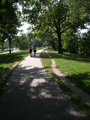 Trails for walking, running and cycling encircle a Minneapolis lake