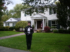 My friend Karel McCurry Howse in front of her old house on Yarmouth in Birmingham. photo by BF Newhall