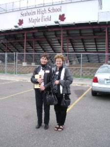 karel mccurry howse and barbara falconer newhall at Seaholm high school stadium. Photo by BF Newhall