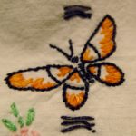 hand-embroidered-pillowcase-ca1960-butterfly. Photo by BF Newhall