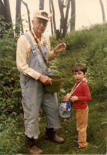 Berrypicking grandfather and grandson. Photo by BF Newhall