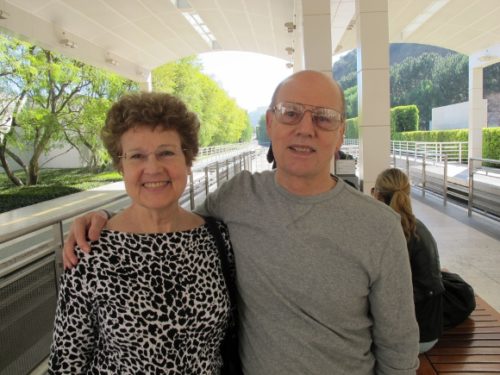 Married -- Jon and Barbara Newhall at Getty Museum tram, 2012. Photo by Christina Newhall