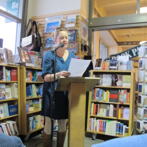 Heather Donahue at Writers Grotto reading. Photo by Barbara Falconer Newhall