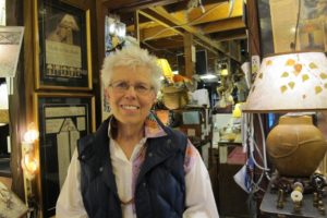 Sue Johnson in her custom lamp store, berkeley, ca. Photo by BF Newhall
