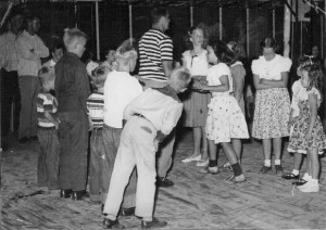 DB Falconer dances the Virginia reel with daughter Barb, Camp Morrison, MI, 1949. Photo by Tinka Falconer