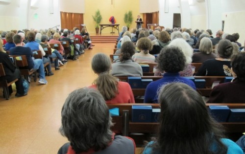 the pews of montclair presbyterian church were full for anne lamott's book reading. Photo by BF Newhall