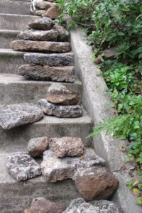 lava-rocks-piled-on-garden-stairway-ready-to-install. Photo by BF Newhall