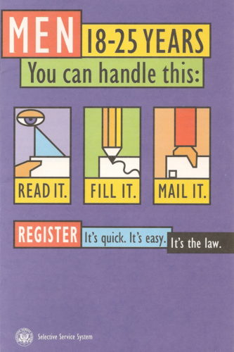 Cover of 1998 US Selective Service draft registration pamphlet.