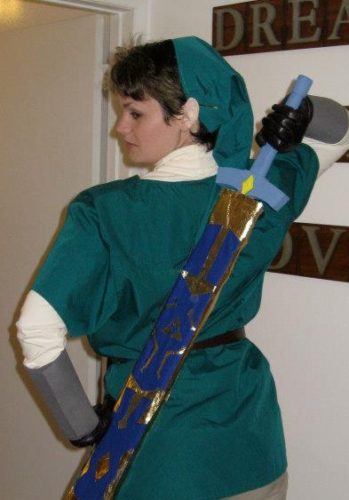 Christina Newhall dressed up as Link of Nintendo's Legend of Zelda, Halloween, 2012. With sword and hat.Photo by Christina Newhall