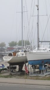 sailboats drydocked at pentwater michigan. photo by BF Newhall