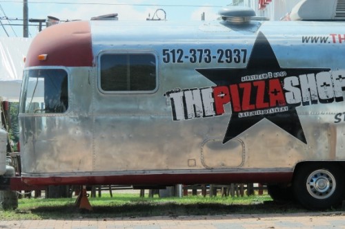 Airstream streamlined trailer in austin tx selling pizza. photo by bf newhall