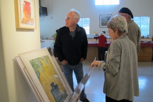 Steve and Nancy Selvin at the Light Room in Berkeley, CA, during show of her works on paper. Photo by BF Newhall