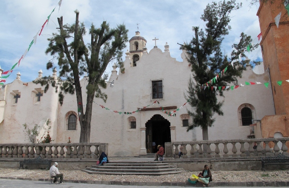 Stucco facade of the Sanctuario de Atotonilco in central Mexico. Photo by BF Newhall