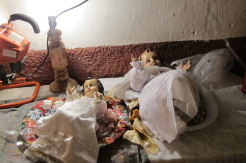 Two baby Jesus dolls in a manger on a neighborhood street in San Miguel de Allende. Photo by BF Newhall