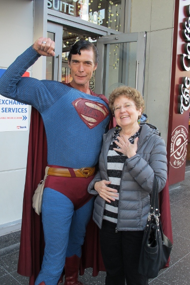 the superman at my house Actor Christopher Dennis poses in Superman outfit with writer Barbara Falconer Newhall. Photo by Jon Newhall