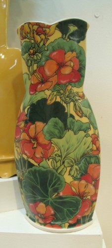 It took ceramic artist Sarah Gregory two weeks just to paint the flowers on this vase. Photo by BF Newhall