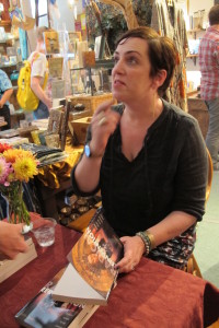 Author Kaya Oakes signed copies of her book Radical Reinvention at the Sagrada bookstore, Oakland, CA. Photo by Barbara Newhall