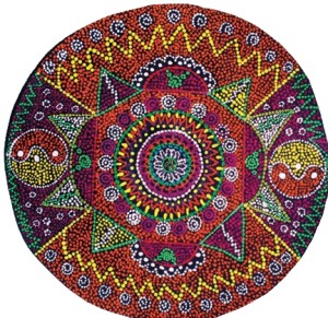 A circular mandala by Gracie Lowres, created for KidSpirit OnLine's Rituals & Traditions issue. Art c 2014 by Gracie Lowres
