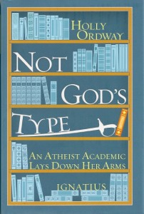Green-gray dust jacket of Holly Ordway's book "Not God's Type"