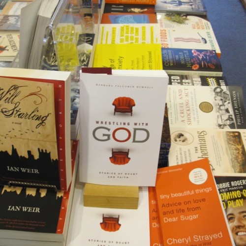 Barbara Newhall's book "Wrestling with God" is on display at A Great Good Place for Books in Montclair, Oakland, CA. Photo by Barbara Newhall