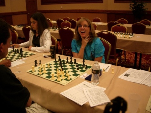 Cindy Weyant plays chess at the National Open in Las Vegas in 2010. Photo by Barbara Newhall
