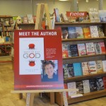 A poster for Barbara Falconer Newhall's author event at Orinda Books, May 16, 2015, for her book "Wrestling with God." Photo by Jon Newhall