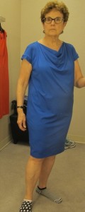 looking for a dress for neic's wedding. nordstrom. Blue Eileen fisher sheath on sale for $93.98. Photo by Barbara Newhall