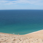 View of Lake Michigan from the dune outlook at Sleeping Bear Dunes National Lakeshore in Michigan. Photo by Barbara Newhall. Barbara Falconer Newhall travels up and down Michigan's lower peninsula, visiting friends and family and putting on book events for "Wrestling with God."