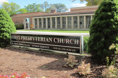 Facade of the First Presbyterian Church of Birmingham, Michigan. Photo by Barbara Newhall