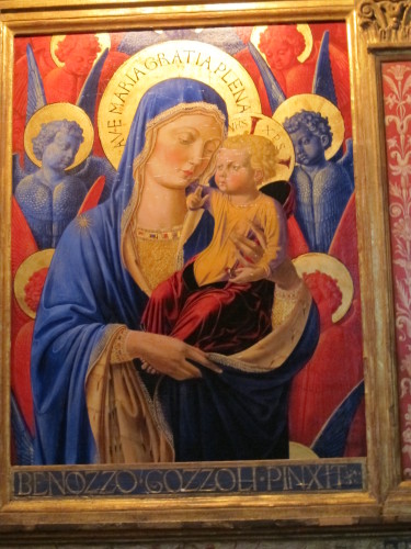 A copy of Virgin and Child painting by Benozzo Gozzoli, 1420-1497, hangs in the Edsel Ford estate, Grosse Pointe, Michigan. Barbara Falconer Newhall 