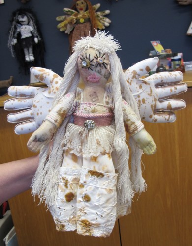 Cordelia De Vere's fiber art doll, "Vintage Angel #3." As she healed from cancer, her dolls became more light-filled. Photo by Barbara Newhall