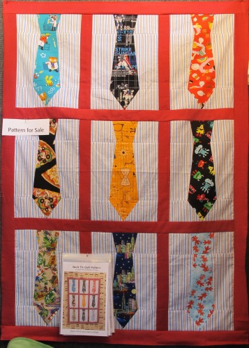 A pattern for a quilt featuring neckties, by SONDRA VON BURG, was offered forsale at the East Bay Heritage Quilters show "Voices in Cloth 2016" in Richmond, CA Photo by Barbara Newhall