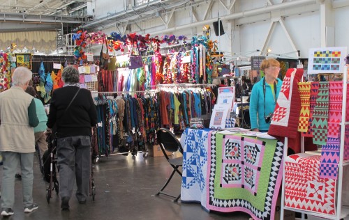 Quilts and sewing supplies on display at the East Bay Heritgage Quilters show "Voices in Cloth 2016" in richmond, CA Photo by Barbara Newhall