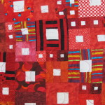 Displayed at the East Bay Heritage Quilters show "Voices in Cloth 2016" quilt show in Richmond, CA.. a detail of "Hopscotch," by Susan Fuller. Photo by Barbara Newhall.