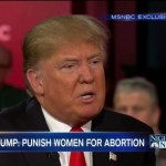 Clip from video of NBC News report on Donald Trump's statement to Chris Matthews that if abortion is made illegal a woman should be punished for having one. NBC News Video