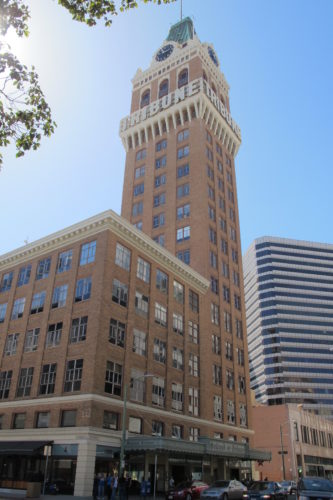 The Oakland Tribune Tower viewed from 13th and Franklin Streets, Oakland, CA. Photos by Barbara Newhall