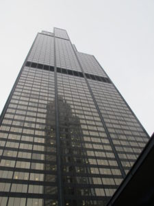 Willis Tower view from the street, Chicago. Photo by Barbara Newhall