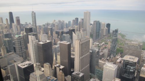 Looking northeast over Lake Michigan and Chicago from Willis Tower. Photo by Barbara Newhall