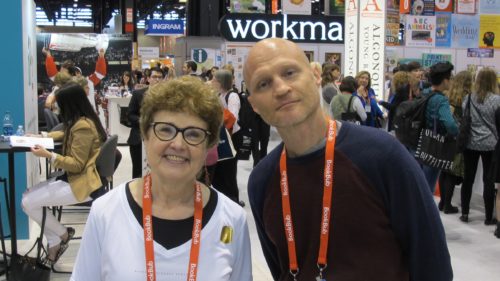 Barbara Falconer Newhall with Scott Dikkers, editor of "Trump's America: The Complete Loser's Guide" at Book Expo America 2016. Photo by Barbara Newhall