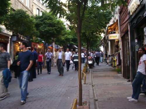 The pedestrian shopping street İstiklal Caddesi in Istanbul. Photo by Barbara Newhall
