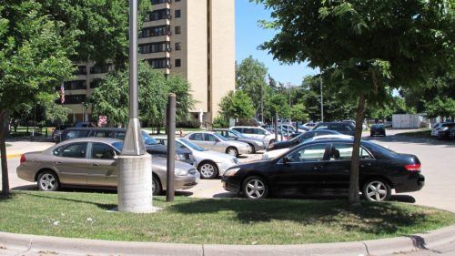The 1600 block of Minneapolis's Seventh Avenue South where my long-lost dead ancestors once lived is now a parking lot fronted by high rises. Photo by Barbara Newhall
