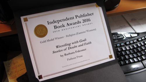 Book contests. An IPPY award certificate on a winning writer's desk. Photo by Barbara Newhall