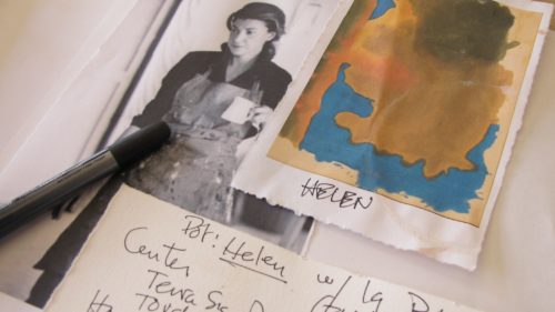 Ceramicist Nancy Selvin's notes for a large pot she has created in honor of painter Helen Frankenthaler. For an upcoming show. Photo by Barbara Newhall