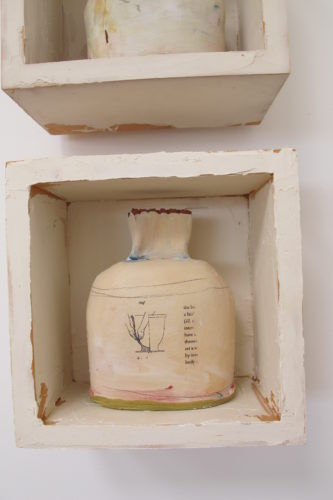 Terra cotta jug with pigment by Berkeley ceramicist Nancy Selvin. Photo by Barbara Newhall
