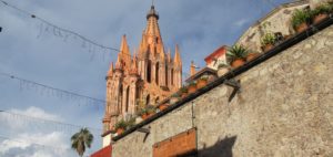 The Parrocchia church spires in San Miguel de Allende, where Christmas is big. Photo by Barbara Newhall