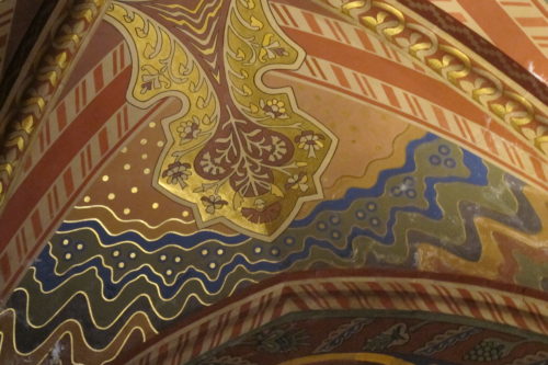 Hungarian folk art motifs decorate the walls and ceilings of Matthias Church, Budapest. Photo by Barbara Newhall